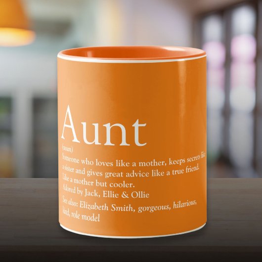 Best Ever tante Fun Definition Quote Oranje Tweekleurige Koffiemok