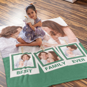 Best Family Ever Custom Instagram 4 Photo Collage Fleece Deken