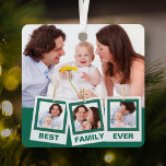 Best Family Ever Custom Instagram 4 Photo Collage Metalen Ornament<br><div class="desc">Upload uw favoriete foto's om uw eigen unieke persoonlijke foto-cadeau voor uw eigen keepasje te maken.</div>