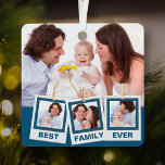 Best Family Ever Custom Instagram 4 Photo Collage Metalen Ornament<br><div class="desc">Upload uw favoriete foto's om uw eigen unieke persoonlijke foto-cadeau voor uw eigen keepasje te maken.</div>