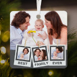 Best Family Ever Custom Instagram 4 Photo Collage Metalen Ornament<br><div class="desc">Upload uw favoriete foto's om uw eigen unieke persoonlijke foto-cadeau voor uw eigen keepasje te maken.</div>