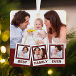 Best Family Ever Custom Instagram 4 Photo Collage Metalen Ornament<br><div class="desc">Upload uw favoriete foto's om uw eigen unieke persoonlijke foto-cadeau voor uw eigen keepasje te maken.</div>