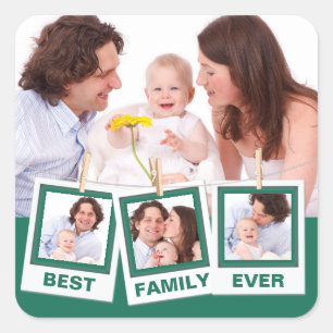Best Family Ever Custom Instagram 4 Photo Collage Vierkante Sticker