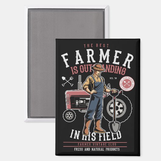 Best Farmer  Mancave Briefkaart Magneet (Voorkant / Achterkant)