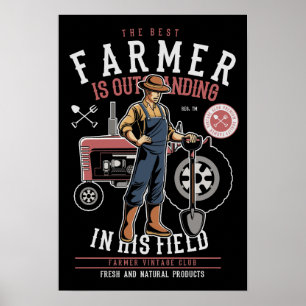 Best Farmer  Mancave Briefkaart Poster