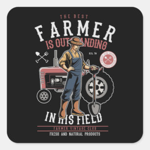 Best Farmer  Mancave Briefkaart Vierkante Sticker