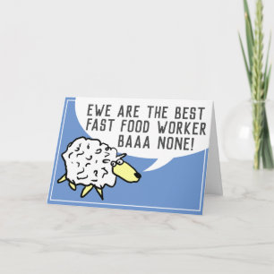 Best Fast Food Worker Bar niets - Sheep Pun Kaart