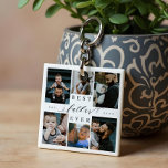 Best Father Ever | Father's Day 6 Photo Collage Sleutelhanger<br><div class="desc">Celebrate your dad's unwavering love and cherished moments with our Best Father Ever Photo Collage Keychain. This personalized keychain serves as a perfect gift for Father's Day, birthdays, or any occasion to honor the special father in your life. Designed with simplicity and elegance, this keychain features a photo collage grid...</div>