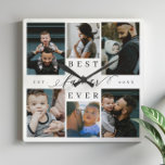 Best Father Ever | Father's Day 6 Photo Collage Vierkante Klok<br><div class="desc">Celebrate the timeless love and cherished memories of your family with our Best Father Ever Photo Collage Wall Clock. This personalized wall clock is an ideal gift for Father's Day, birthdays, or any occasion that honors the special father in your life. Featuring a simple yet elegant photo collage grid, this...</div>