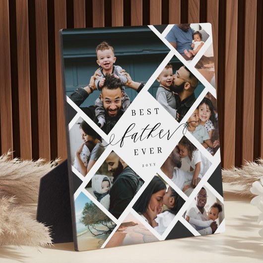 Best Father Ever Modern Photo Collage Keepsake Fotoplaat