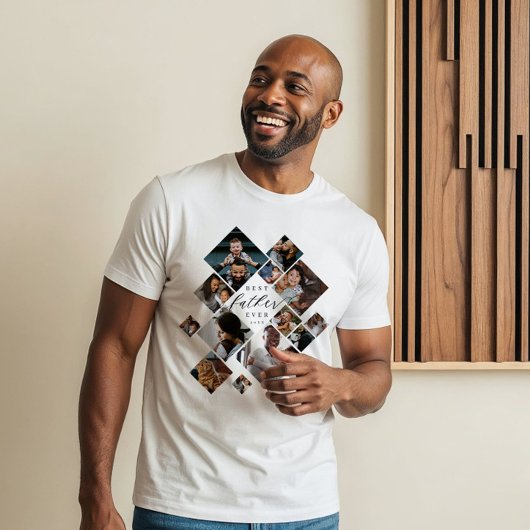 Best Father Ever Modern Photo Collage Personalized Tri-Blend Shirt