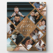 Best Father Ever Modern Photo Collage Woodgrain Fotoplaat (Voorkant)
