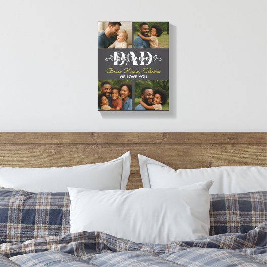 Best Father Ever Personalized Photo Collage Canvas Afdruk (Insitu (Slaapkamer))