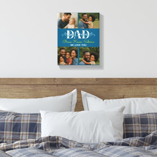 Best Father Ever Personalized Photo Collage Canvas Afdruk (Insitu (Slaapkamer))