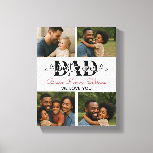 Best Father Ever Personalized Photo Collage Canvas Afdruk (Voorkant)