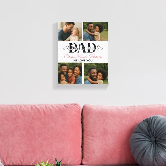 Best Father Ever Personalized Photo Collage Canvas Afdruk (Insitu (Woonkamer))
