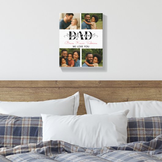 Best Father Ever Personalized Photo Collage Canvas Afdruk (Insitu (Slaapkamer))