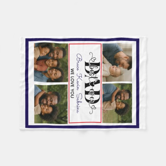Best Father Ever Personalized Photo Collage Fleece Deken (Voorkant (Horizontaal))