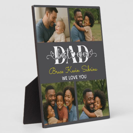 Best Father Ever Personalized Photo Collage Fotoplaat (Zijkant)