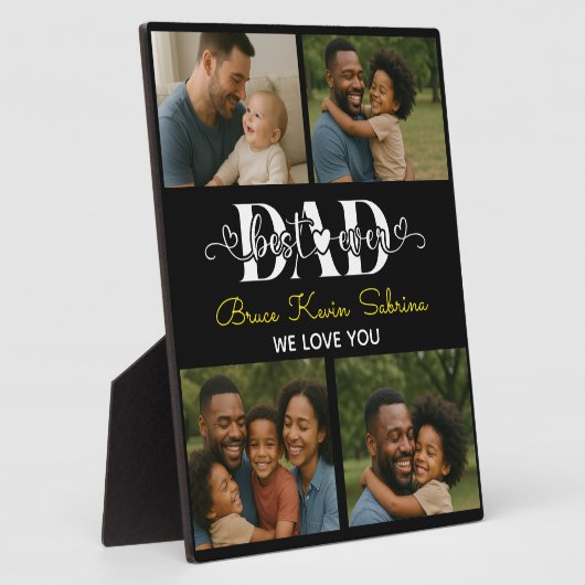 Best Father Ever Personalized Photo Collage Fotoplaat (Zijkant)