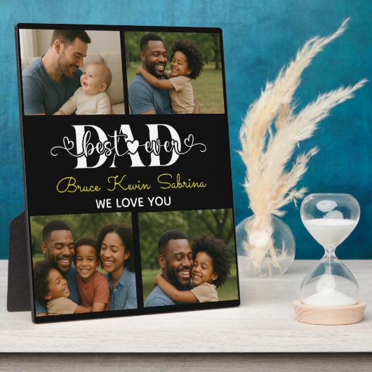 Best Father Ever Personalized Photo Collage Fotoplaat (Zijkant)