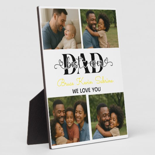 Best Father Ever Personalized Photo Collage Fotoplaat (Zijkant)