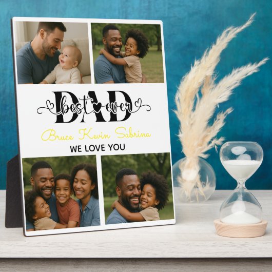 Best Father Ever Personalized Photo Collage Fotoplaat (Zijkant)