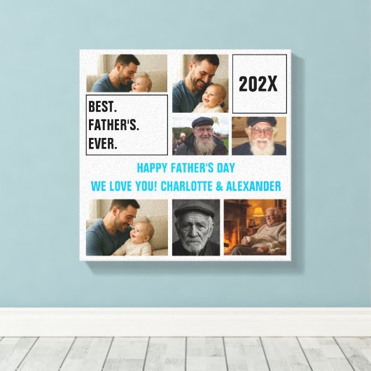 Best Father Ever Photo Collage and Custom Text Canvas Afdruk (Insitu (Houten vloer))