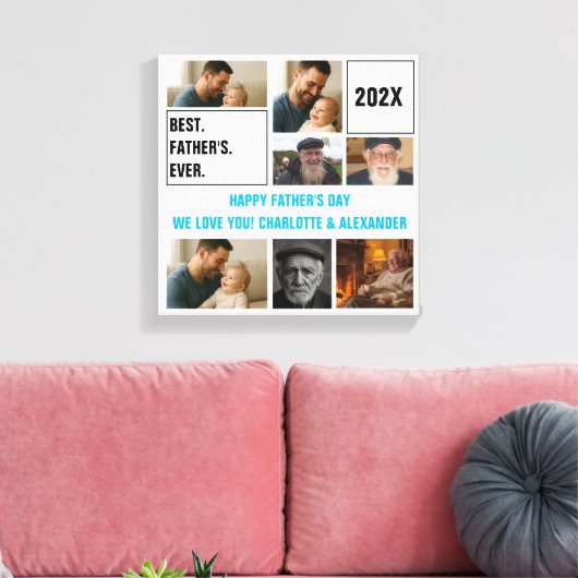 Best Father Ever Photo Collage and Custom Text Canvas Afdruk (Insitu (Woonkamer))