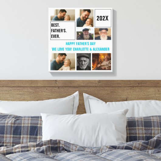 Best Father Ever Photo Collage and Custom Text Canvas Afdruk (Insitu (Slaapkamer))
