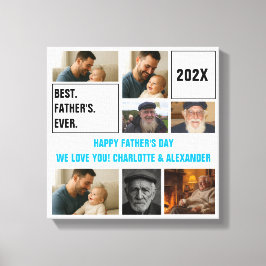 Best Father Ever Photo Collage and Custom Text Canvas Afdruk
