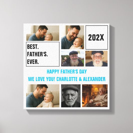 Best Father Ever Photo Collage and Custom Text Canvas Afdruk (Voorkant)
