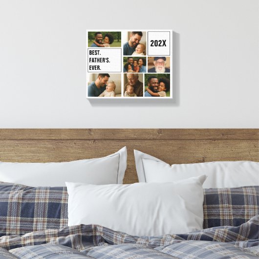 Best Father Ever Photo Collage and Custom Text Canvas Afdruk (Insitu (Slaapkamer))