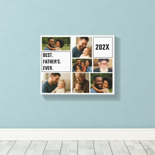 Best Father Ever Photo Collage and Custom Text Canvas Afdruk (Insitu (Houten vloer))