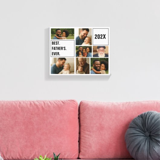 Best Father Ever Photo Collage and Custom Text Canvas Afdruk (Insitu (Woonkamer))