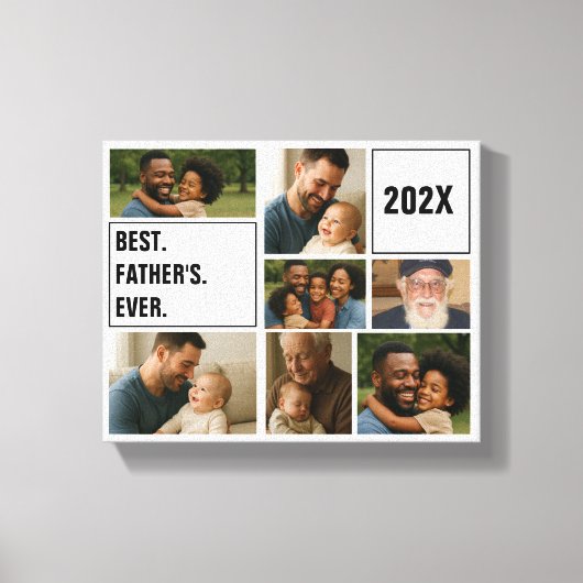 Best Father Ever Photo Collage and Custom Text Canvas Afdruk (Voorkant)