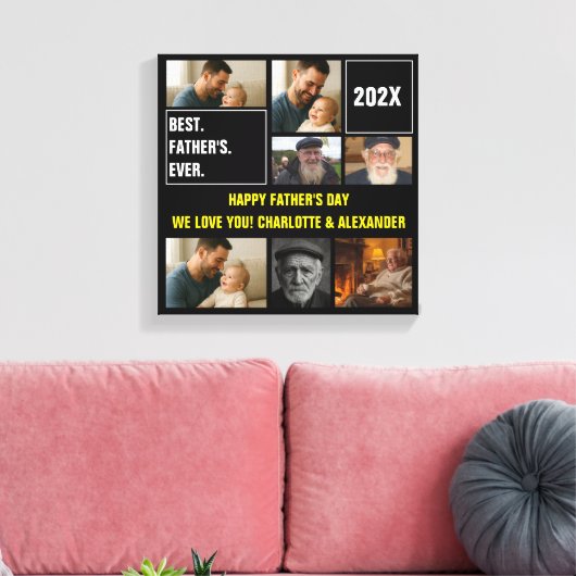 Best Father Ever Photo Collage and Custom Text Canvas Afdruk (Insitu (Woonkamer))