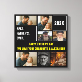 Best Father Ever Photo Collage and Custom Text Canvas Afdruk