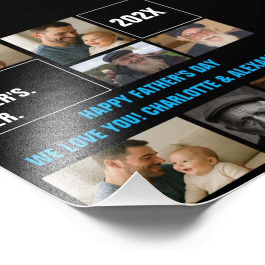 Best Father Ever Photo Collage and Custom Text Foto Afdruk (Hoek)