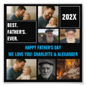 Best Father Ever Photo Collage and Custom Text Foto Afdruk (Voorkant)