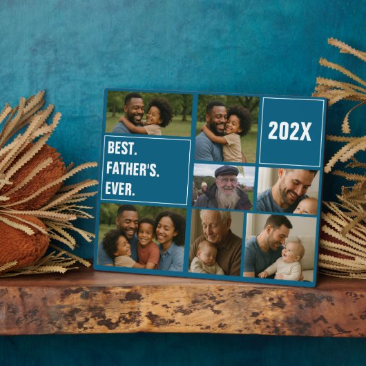 Best Father Ever Photo Collage and Custom Text Fotoplaat (Zijkant)
