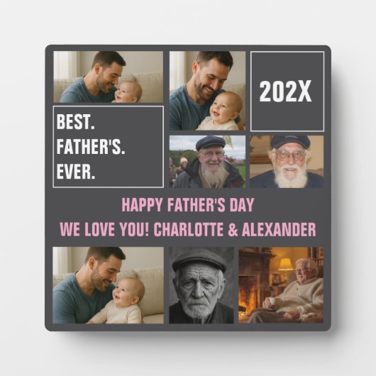 Best Father Ever Photo Collage and Custom Text Fotoplaat (Voorkant)