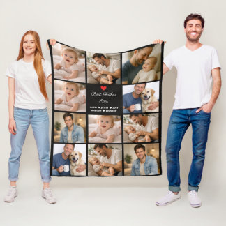 Best Father Ever Photo Collage | Personalized  Fleece Deken
