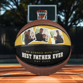 Best Father Ever Photo Father's Day Gold & Black Basketbal
