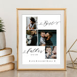 Best Father Ever Script | Vaderdag Keepslag Poster<br><div class="desc">Stuur een mooi gepersonaliseerd vaderdag cadeau naar je vader dat hij zal koesteren. Speciaal gepersonaliseerd vaderdag familieforcollage om uw speciale familiefoto's en herinneringen weer te geven. Ons ontwerp is voorzien van een eenvoudig rasterontwerp met vier foto's, met "Beste vader ooit", dat is ontworpen in een prachtige handgeschreven zwarte scriptstijl en...</div>