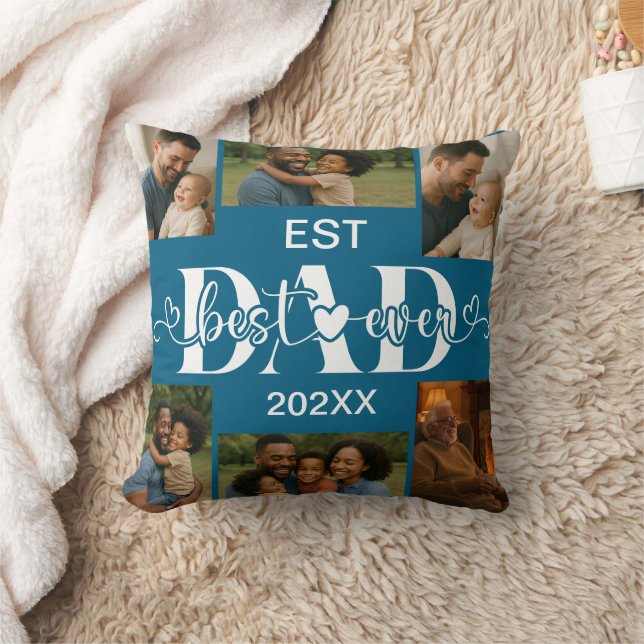 Best Father Ever Throw Pillow – Personalized Photo Kussen (Deken)