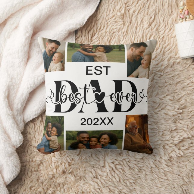 Best Father Ever Throw Pillow – Personalized Photo Kussen (Deken)