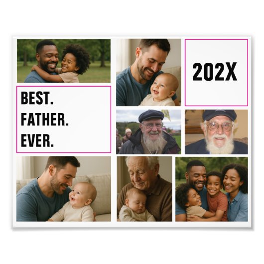 Best father's Ever Photo Collage and Custom Text Foto Afdruk (Voorkant)