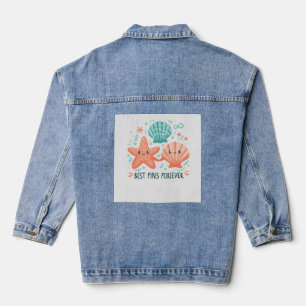Best Fins Forever T-Shirt, Cute Zeester Schelp Denim Jacket