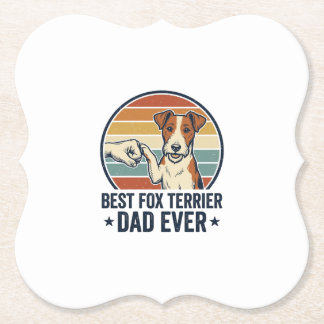 Best Fox Terrier Dad Ever Vintage Dog Lover Shirt_ Kartonnen Onderzetters